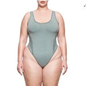 SKIMS Sculpt Thong Bodysuit Blue Chalk XXS Shapewear‎ New With Tags